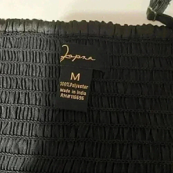 Japna Tank Women’s M Black Satin Spaghetti Strap Ruched Smocked Bodice Y2K NWT - Picture 2 of 5